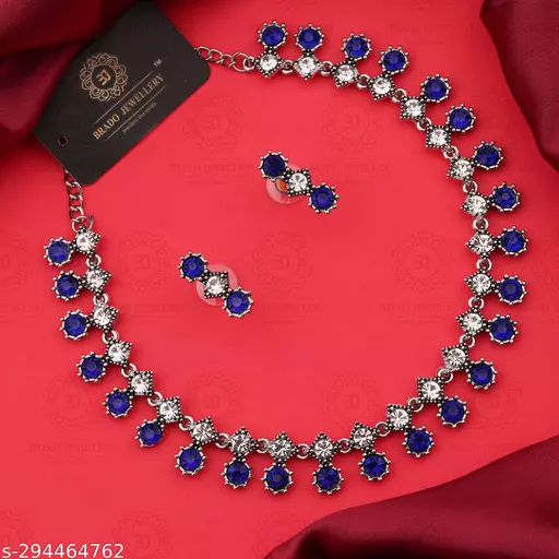 Brado Jewellery Silver Diamond Choker necklace For Women and Girls - Image 2