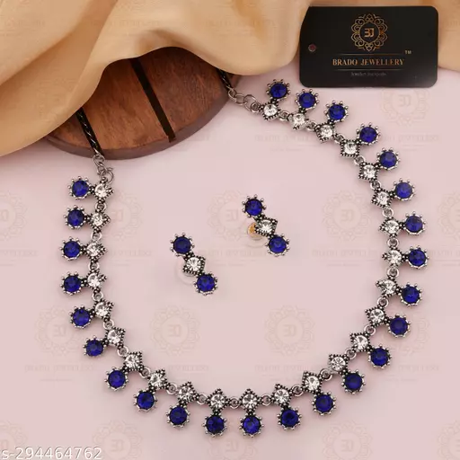 Brado Jewellery Silver Diamond Choker necklace For Women and Girls